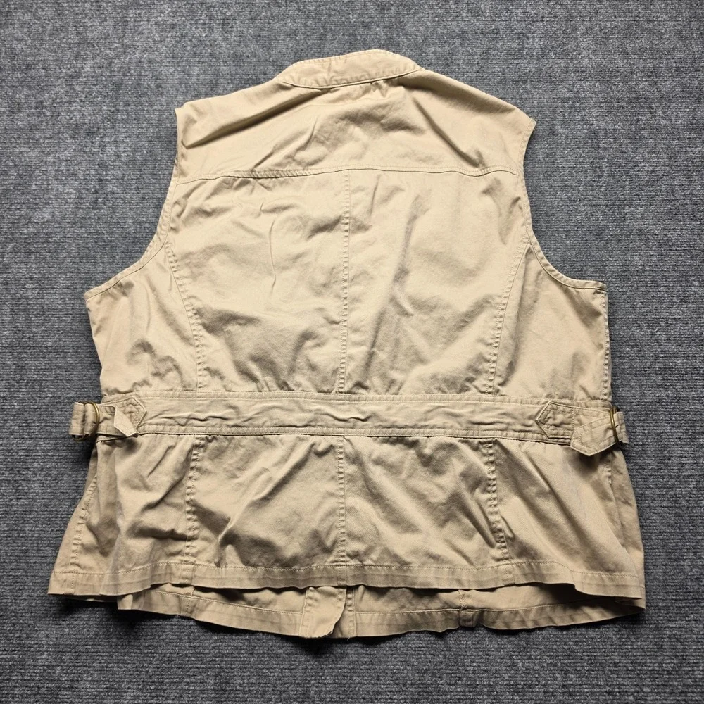 Charter Club Womens 3X Beige Safari Cargo Vest Lightweight Pocketed Utility Vest
